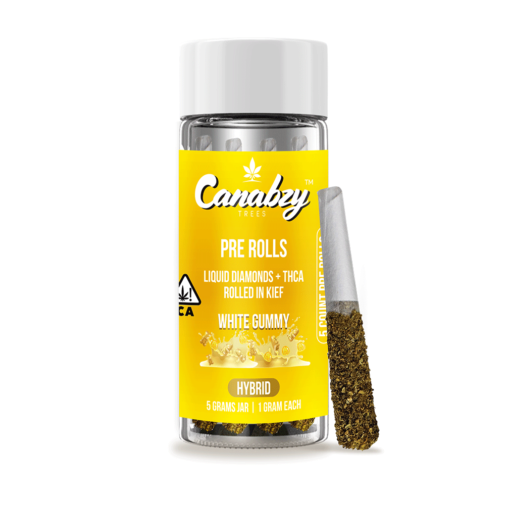 Canabzy Kief Coated Pre-Rolls  –  5000mg –  White Gummy