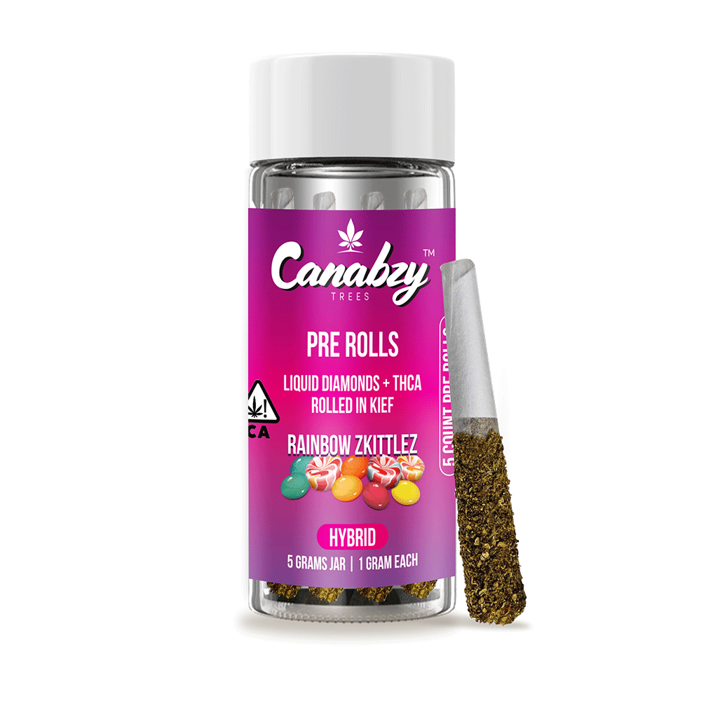 Canabzy Kief Coated Pre-Rolls  –  5000mg –  Rainbow Zkittlez