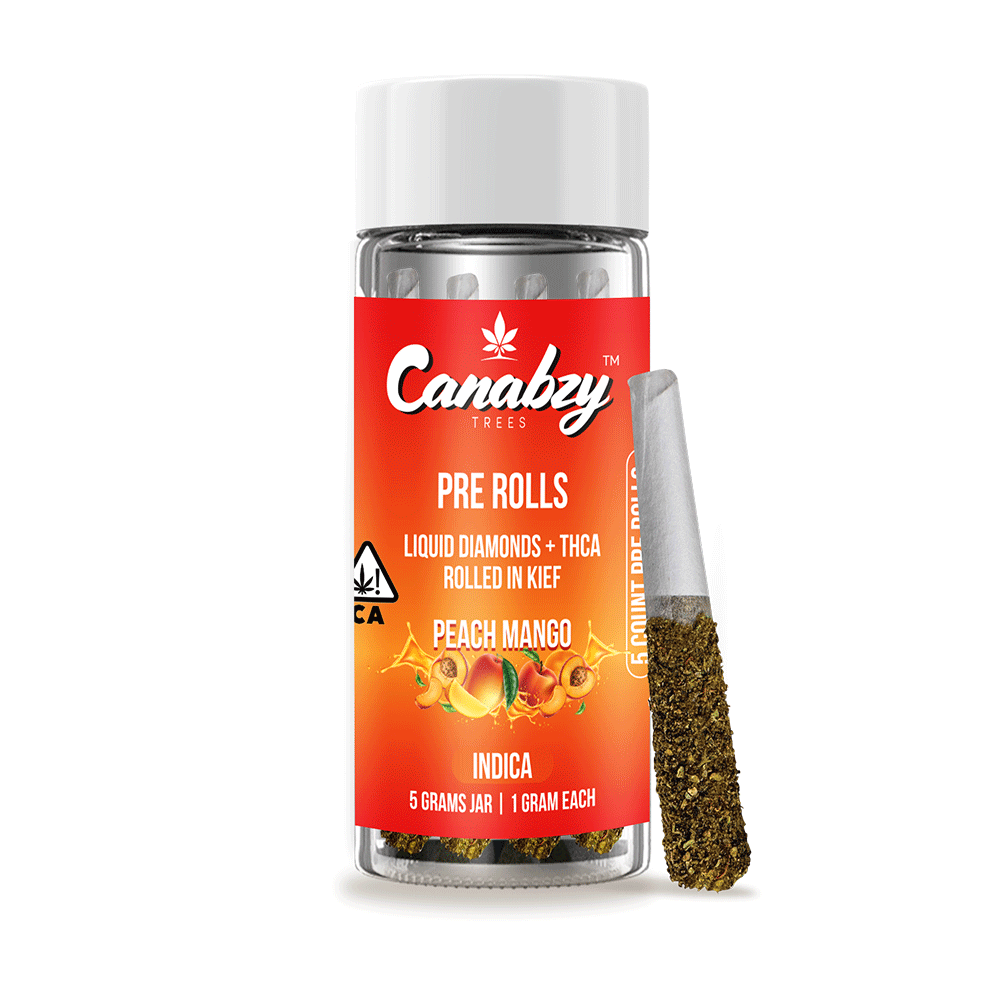 Canabzy Kief Coated Pre-Rolls – 5000mg – Peach Mango