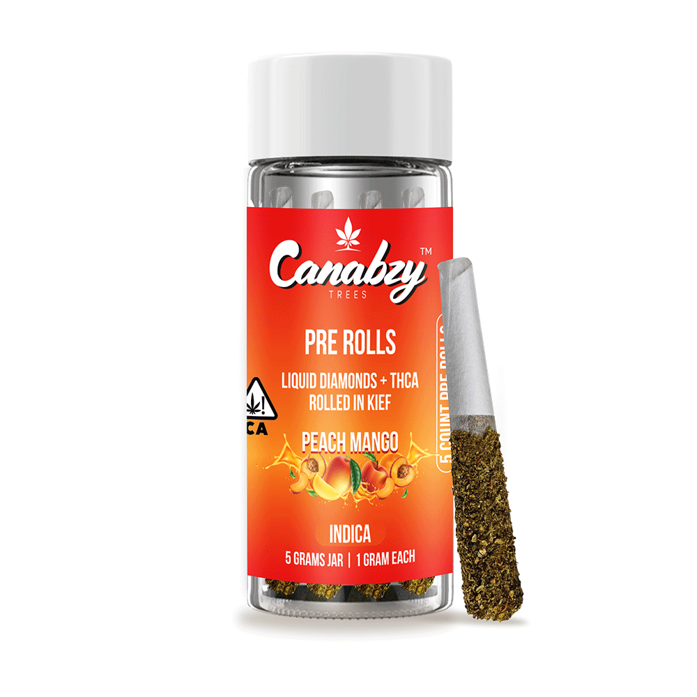 Canabzy Kief Coated Pre-Rolls  –  5000mg –  Peach Mango