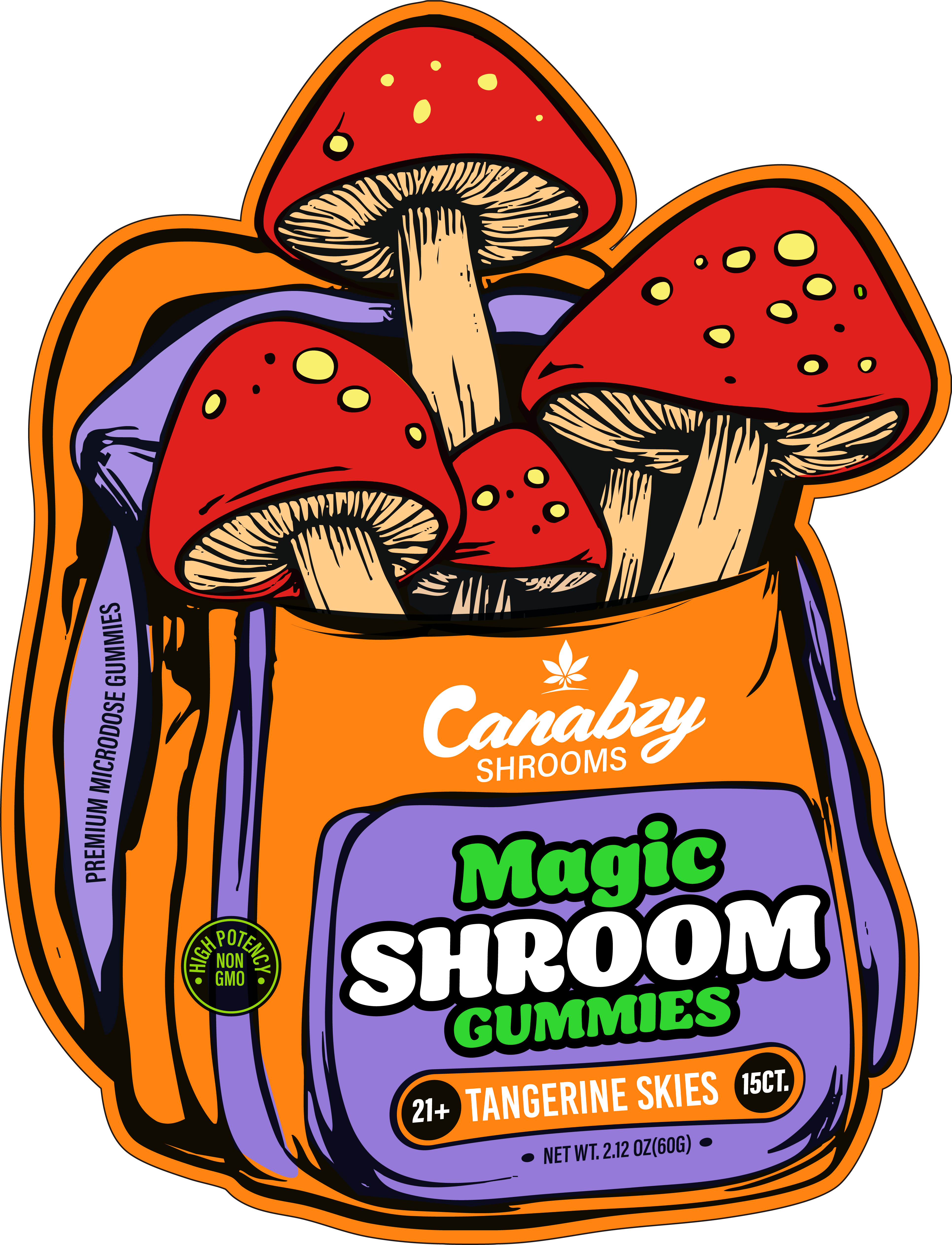 Canabzy Magic Shroom Gummies 15ct - Tangerine Skies
