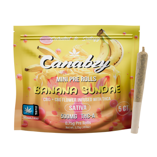 Canabzy Mini Pre Rolls  – 500mg – Banana Sundae