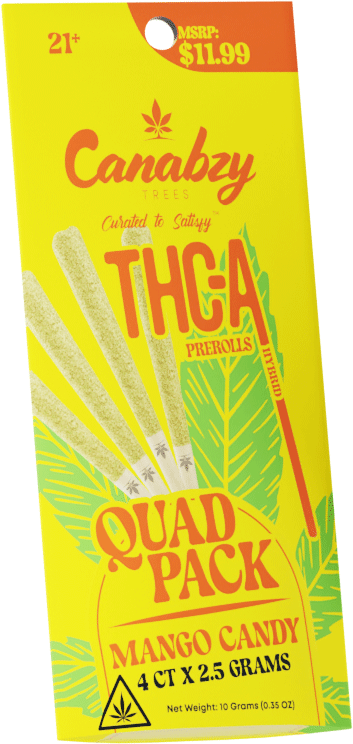 Canabzy THC-A 4ct Prerolls Quad Pack - Mango Candy
