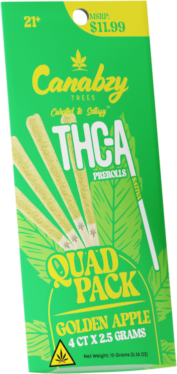Canabzy THC-A 4ct Prerolls Quad Pack - Golden Apple