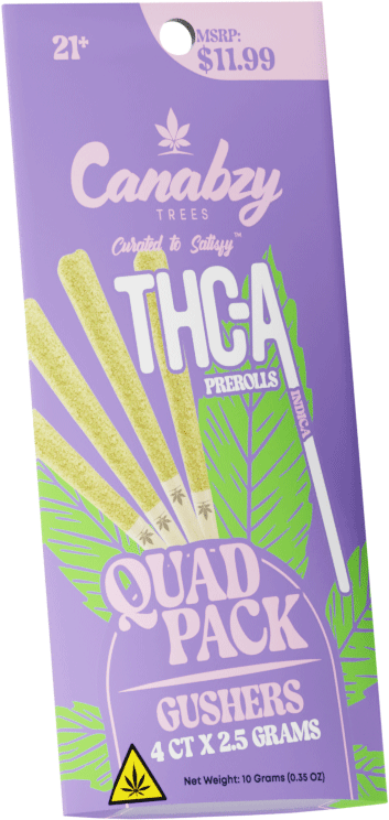 Canabzy THC-A 4ct Prerolls Quad Pack - Gushers