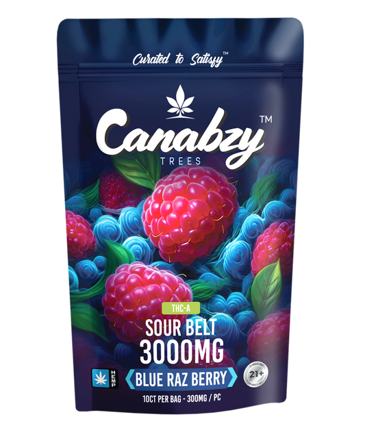 Canabzy Sour Belts – 3000mg – Blue Raz Berry