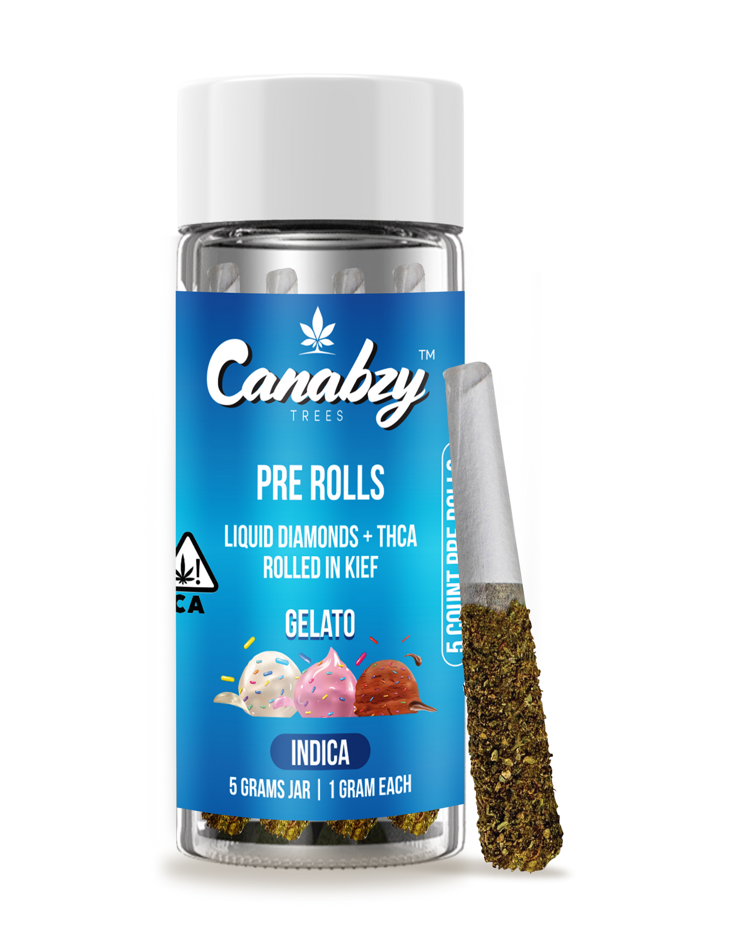 Canabzy Kief Coated Pre-Rolls  –  5000mg –  Gelato