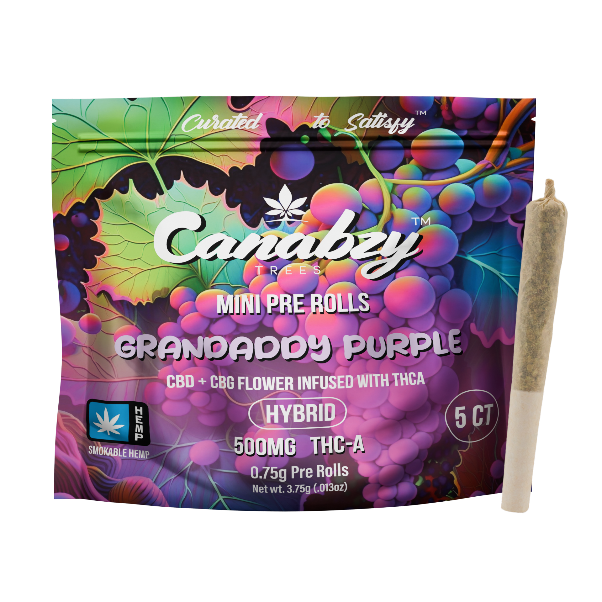 Canabzy Mini Pre Rolls  – 500mg – Grandaddy Purple