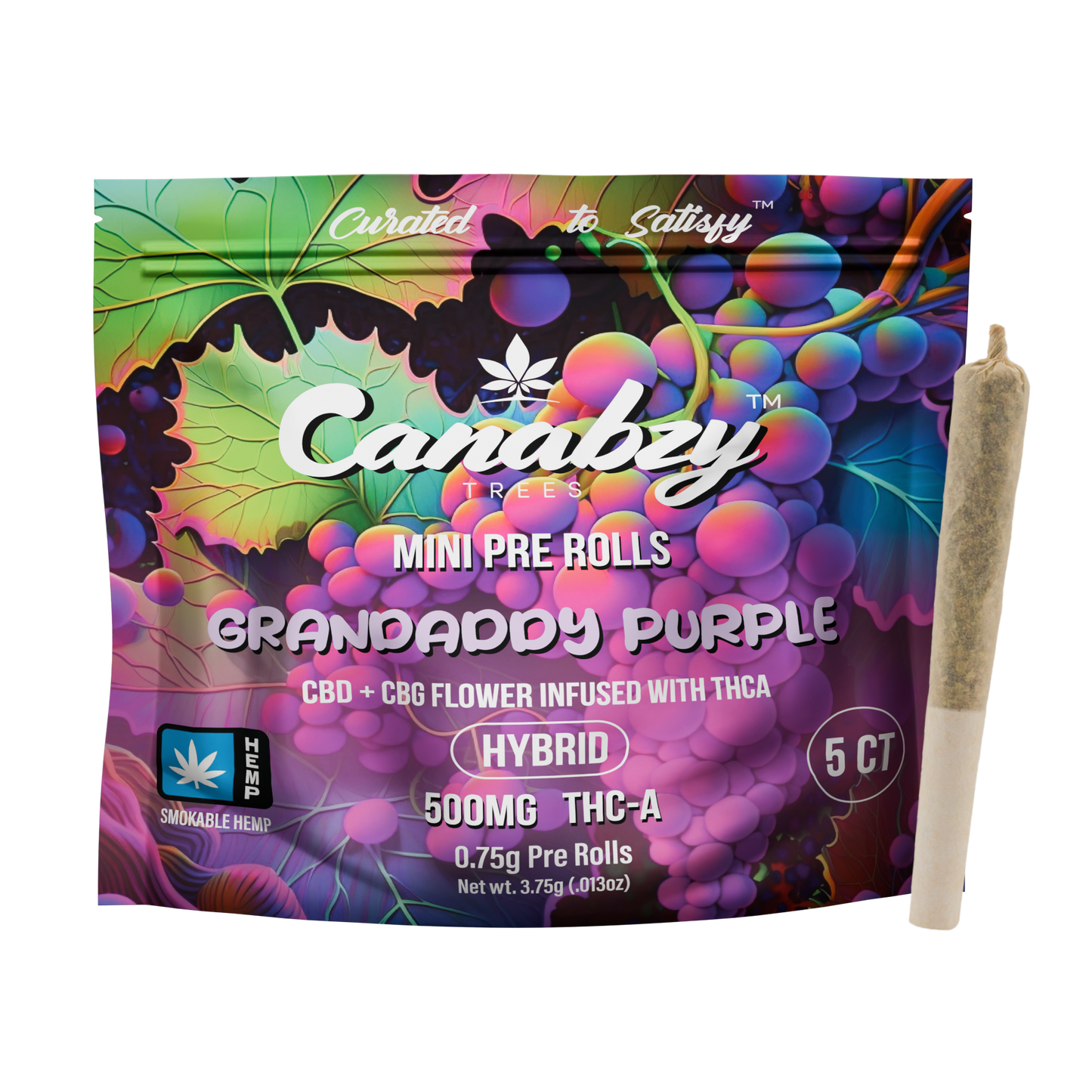 Canabzy Mini Pre Rolls  – 500mg – Grandaddy Purple