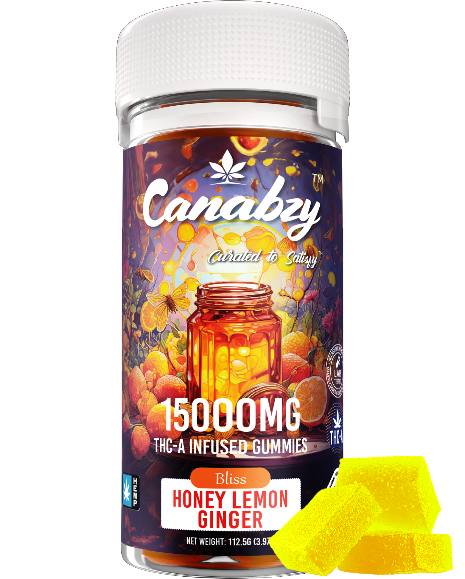 Canabzy THC-A Infused Gummies 15000mg 30ct - Honey Lemon Ginger