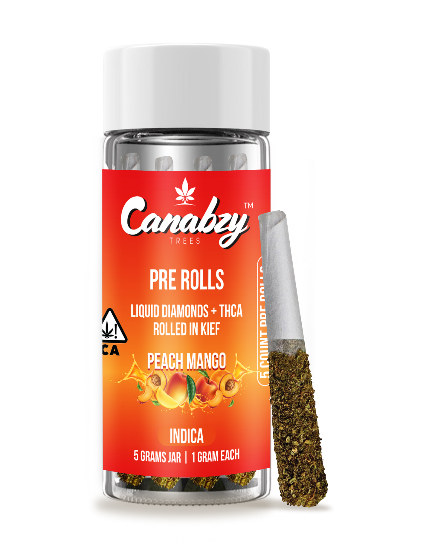 Canabzy Kief Coated Pre-Rolls  –  5000mg –  Peach Mango