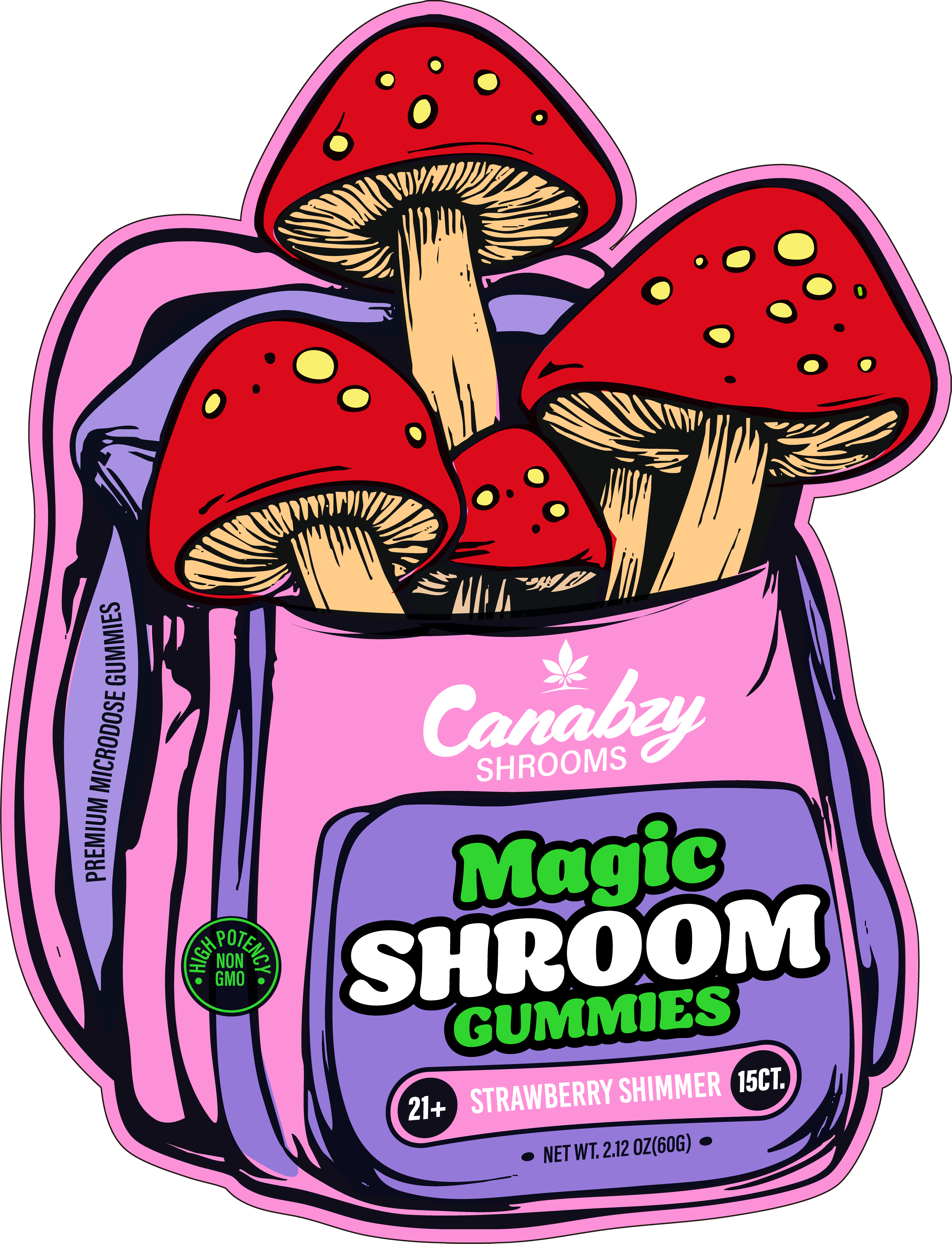 Canabzy Magic Shroom Gummies 15ct - Strawberry Shimmer