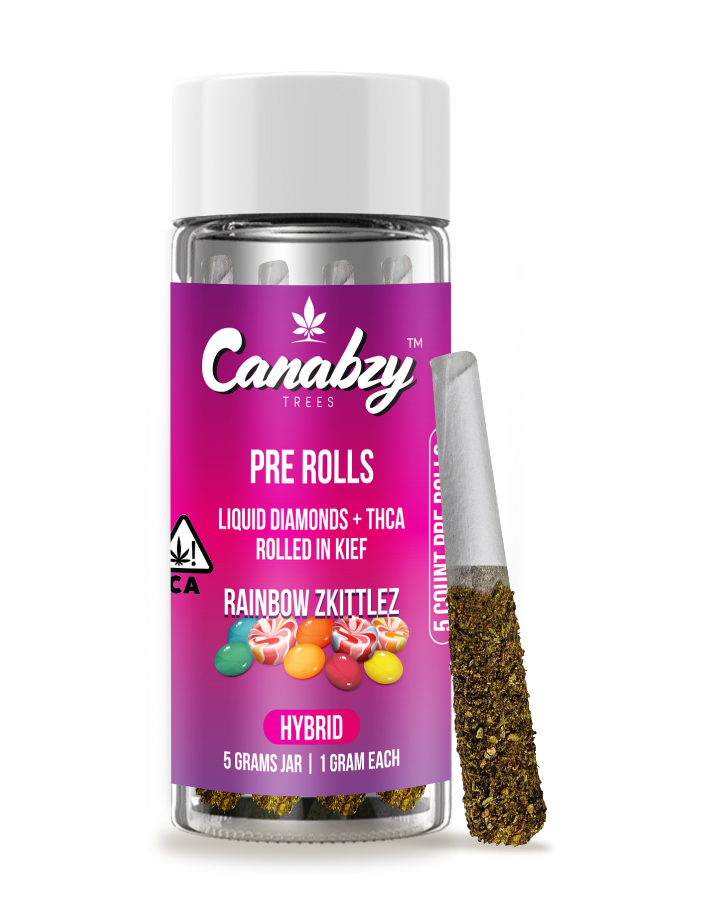 Canabzy Kief Coated Pre-Rolls  –  5000mg –  Rainbow Zkittlez