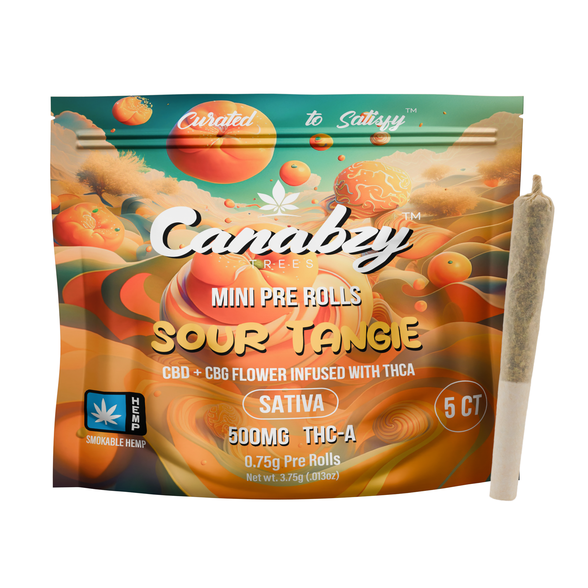 Canabzy Mini Pre Rolls  – 500mg – Sour Tangie