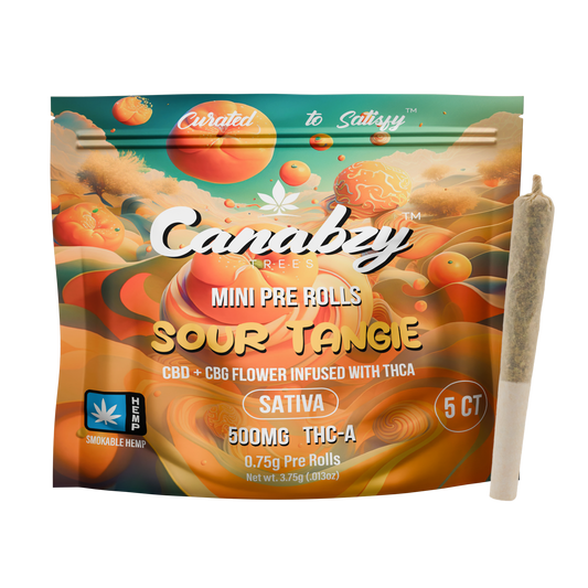 Canabzy Mini Pre Rolls  – 500mg – Sour Tangie