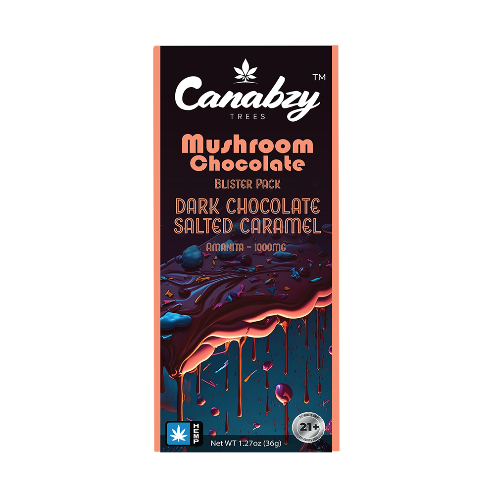 Canabzy Chocolate Amanita 1000mg – Dark Chocolate Salted Caramel
