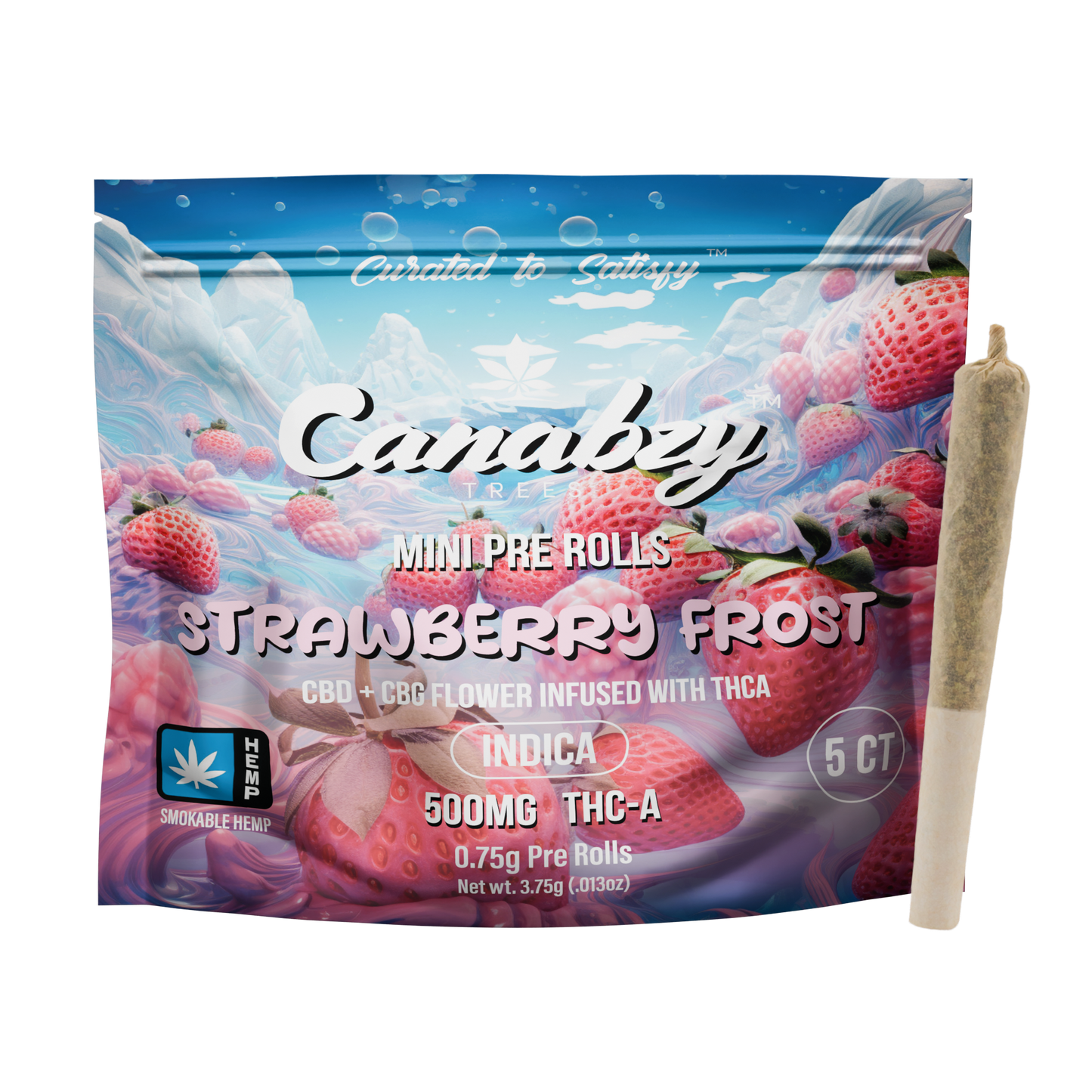 Canabzy Mini Pre Rolls  – 500mg – Strawberry Frost