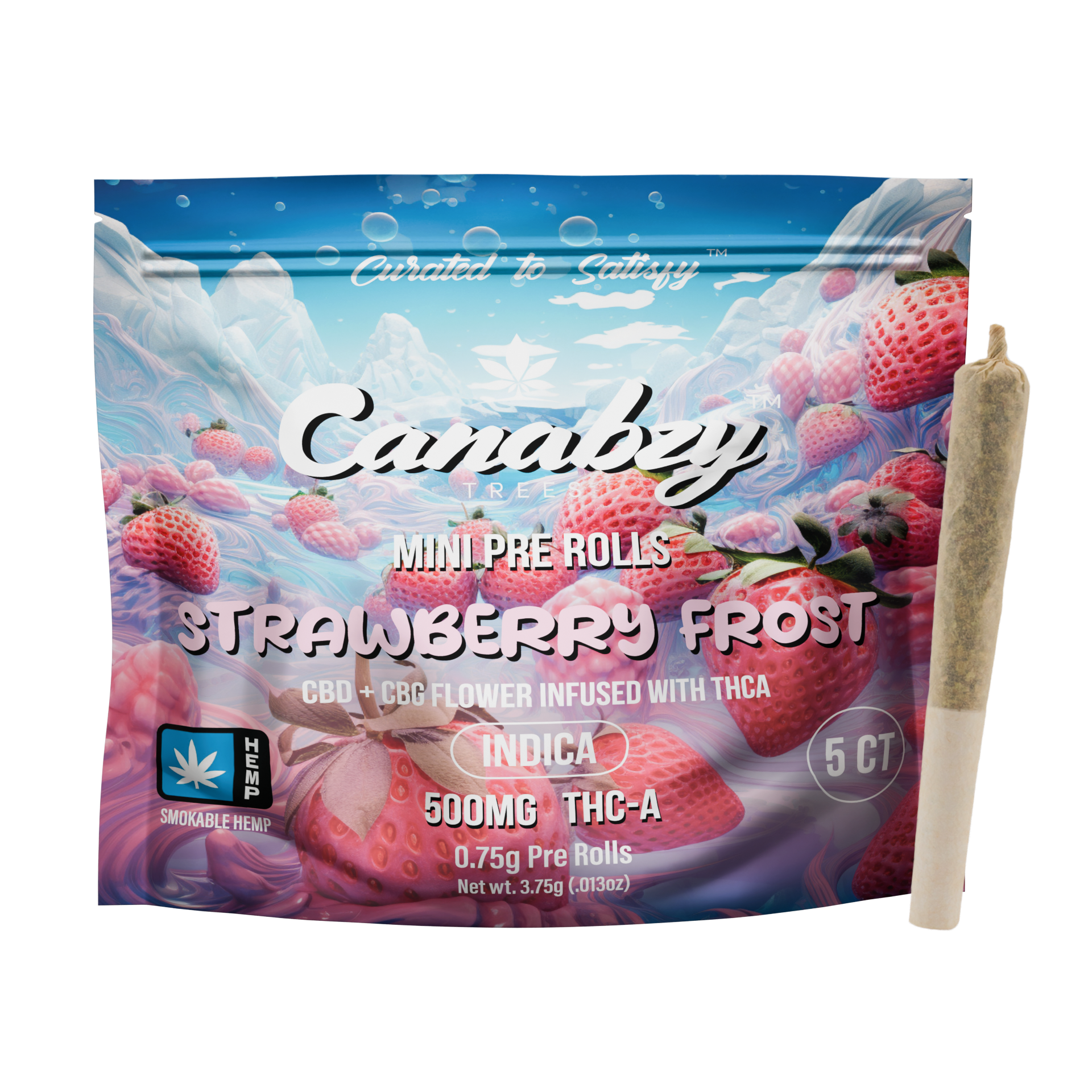 Canabzy Mini Pre Rolls  – 500mg – Strawberry Frost