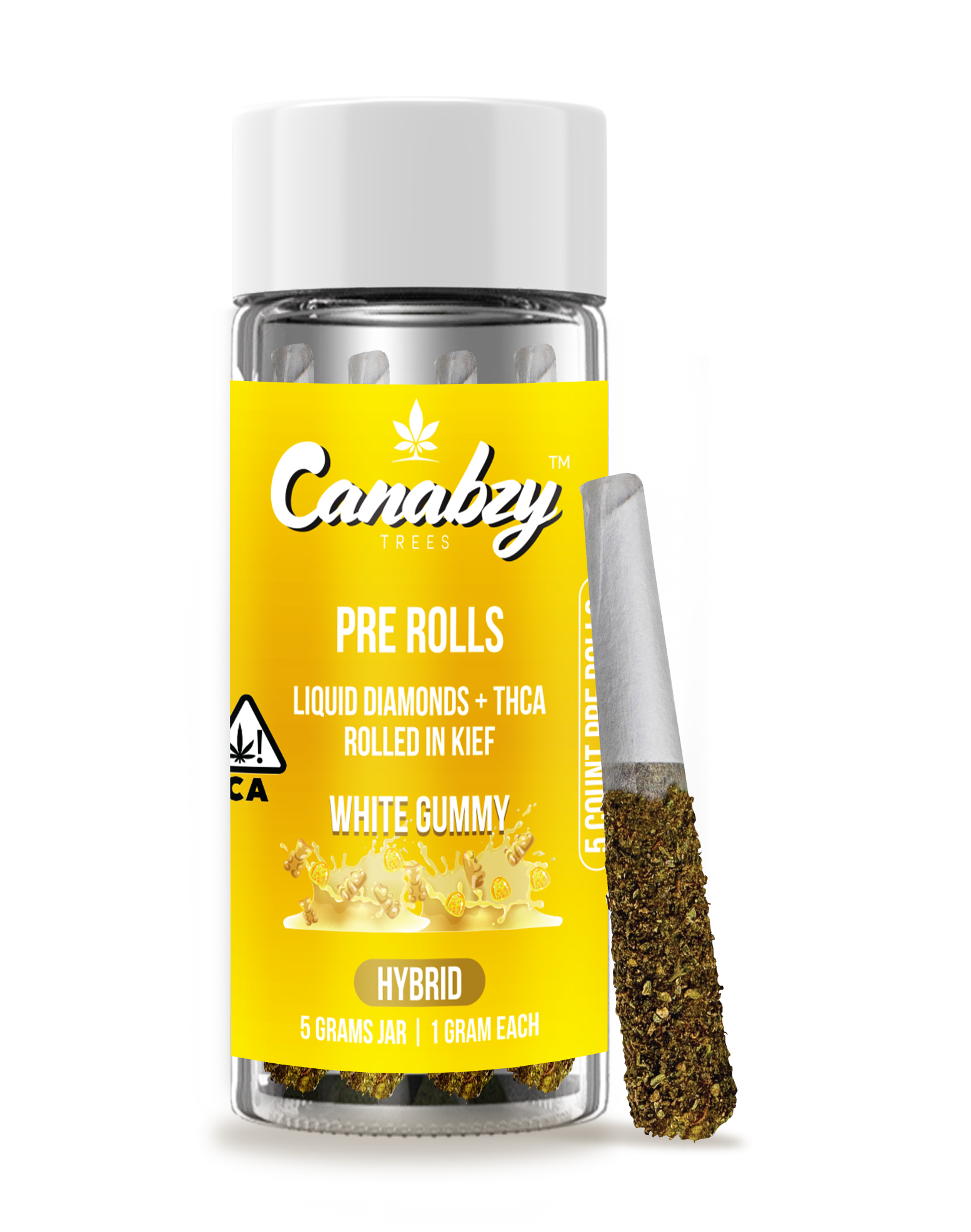 Canabzy Kief Coated Pre-Rolls – 5000mg – White Gummy