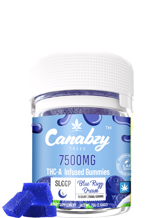 Canabzy THC-A Infused Gummies 7500mg - Blue Razz Dream