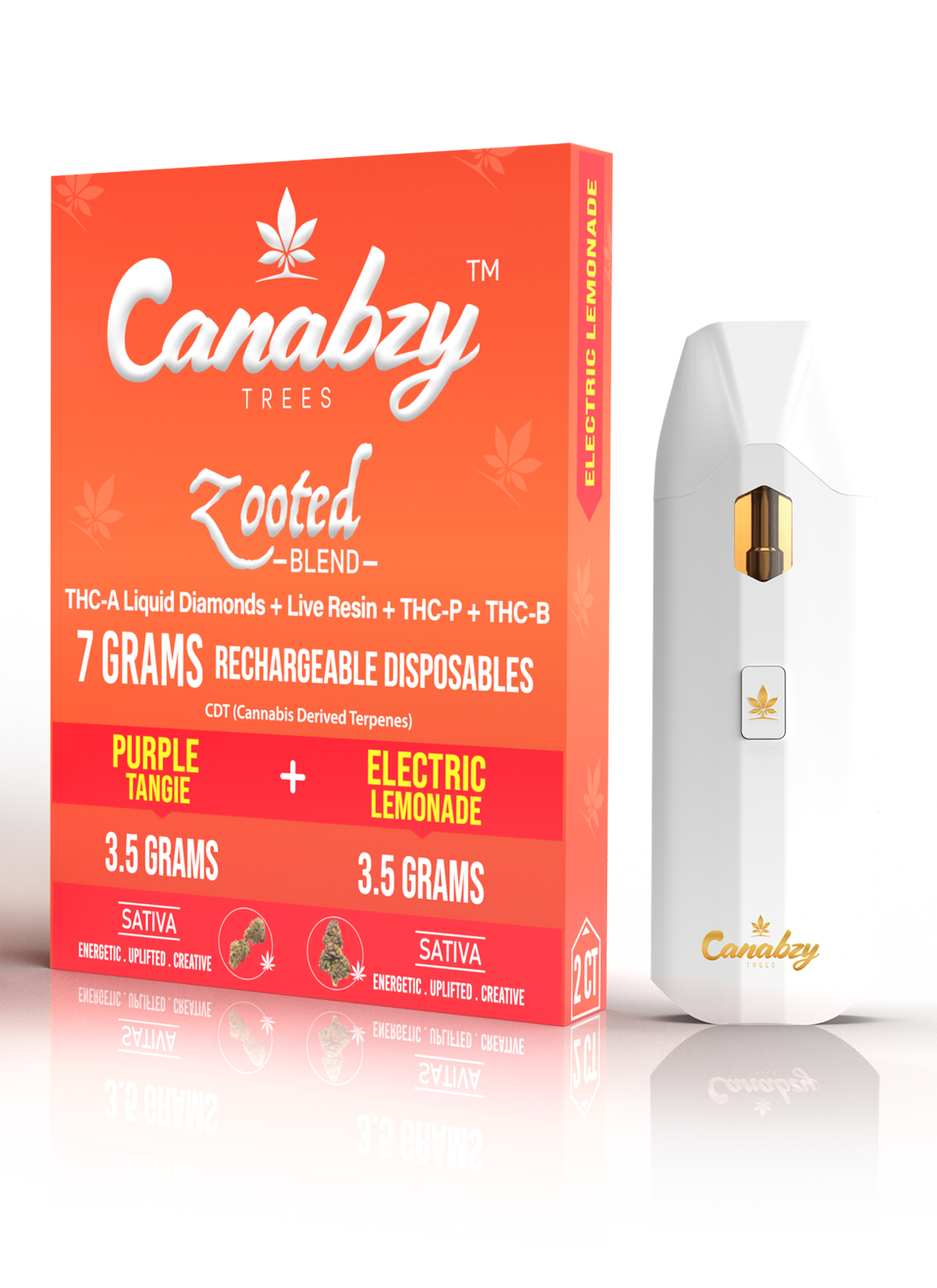 Canabzy Disposable – Zooted Blend – Purple Tangie + Electric Lemonade